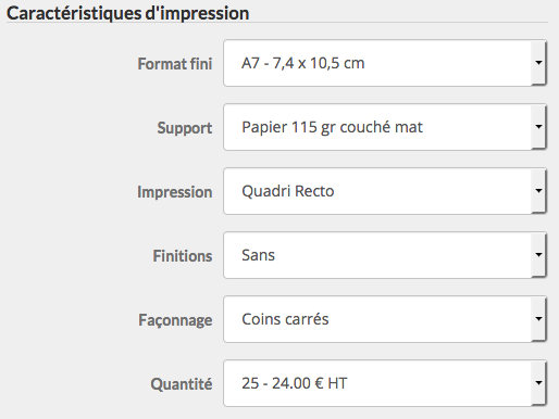 Caractristiques d'impression