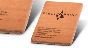 Cartes de visite en ligne - cartes de visite en cuir avec Electroprint